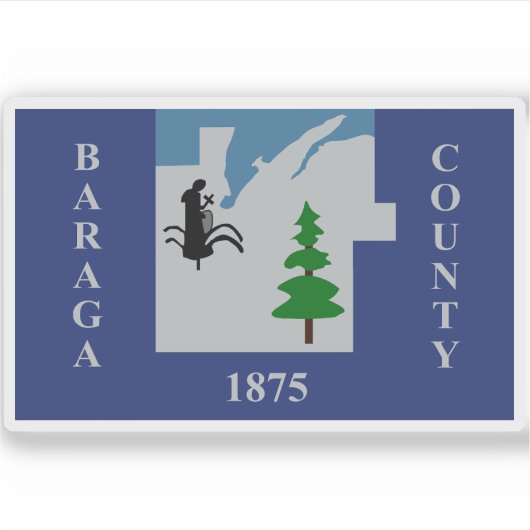 Sticker Drapeau du comté de Baraga, Michigan (Devant)