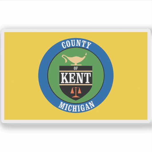 Sticker Drapeau du comté de Kent, Michigan (Devant)