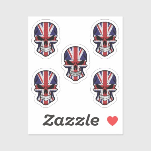 Sticker Drapeau du crâne souriant Royaume-Uni (Feuille)