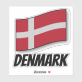Sticker Drapeau du Danemark, étiqueté (Feuille)