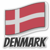Sticker Drapeau du Danemark, étiqueté (Devant)