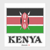 Sticker Drapeau du Kenya, étiqueté (Feuille)