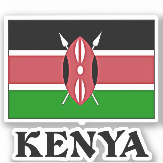 Sticker Drapeau du Kenya, étiqueté (Devant)