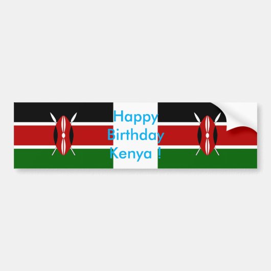Sticker Drapeau du Kenya, Joyeux Anniversaire du K (Devant)