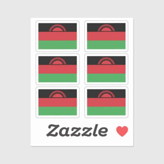 Sticker Drapeau du Malawi Collection pack de 6 (Feuille)
