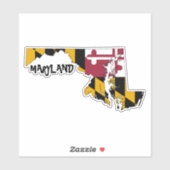 Sticker Drapeau du Maryland et État (Feuille)
