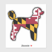 Sticker Drapeau du Maryland Silhouette de caniche standard (Feuille)