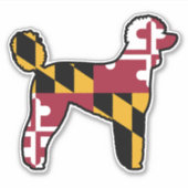 Sticker Drapeau du Maryland Silhouette de caniche standard (Devant)