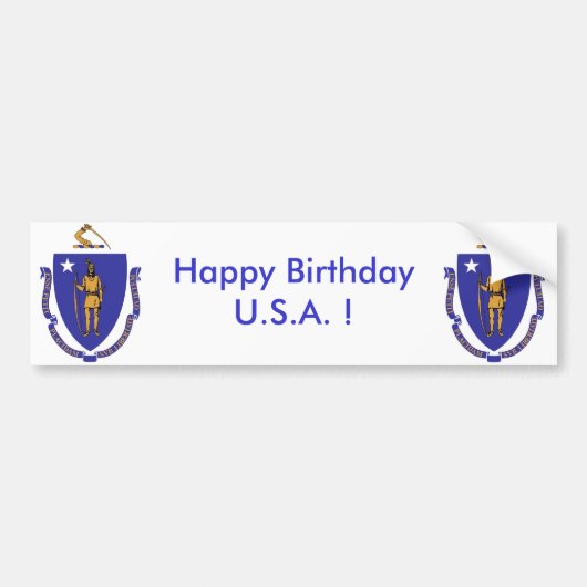 Sticker Drapeau du Massachuset, Joyeux anniversair (Devant)
