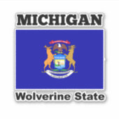 Sticker Drapeau du Michigan, État de Wolverine (Devant)