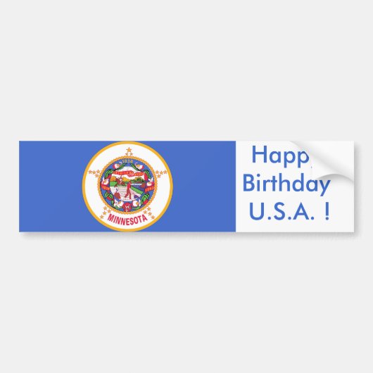 Sticker Drapeau du Minnesota, Joyeux Anniversaire  (Devant)