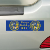 Sticker Drapeau du Nebraska, Joyeux Anniversaire U (En voiture)
