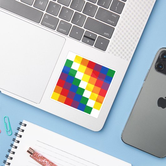 Sticker Drapeau du peuple Aymara (Aimara), Amérique du Sud (Ordinateur portable avec iPhone)