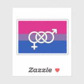 Sticker Drapeau du symbole de la fierté bisexuelle (Feuille)