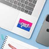 Sticker Drapeau du symbole de la fierté bisexuelle (Ordinateur portable avec iPhone)