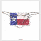 Sticker Drapeau du Texas Fil de Fer Barbelé Longue Corne T (Feuille)