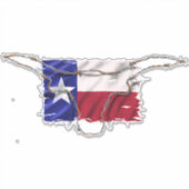 Sticker Drapeau du Texas Fil de Fer Barbelé Longue Corne T (Devant)