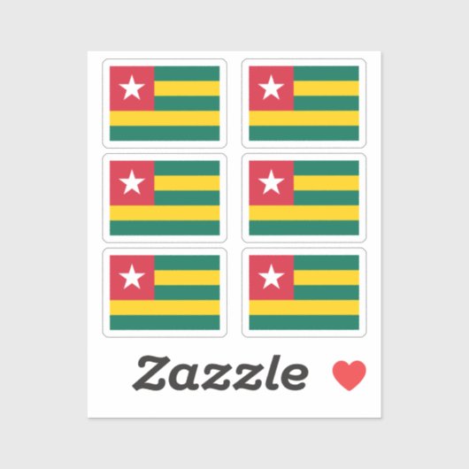 Sticker Drapeau du Togo Collection pack de 6 (Feuille)