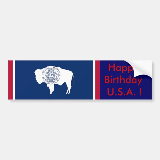 Sticker Drapeau du Wyoming, Joyeux Anniversaire U. (Devant)
