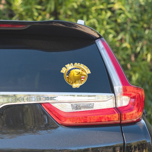 Sticker Drapeau Eagle Gold Emblem USA | DD 214 Alumni Viny (Côté voiture)