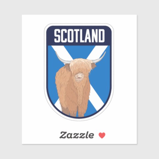 Sticker Drapeau écossais avec vache Highland - Scotland Tr (Feuille)