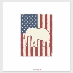 Sticker Drapeau éléphant patriotique dessin vectoriel vint