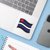 STICKER DRAPEAU EN CUIR QUI FLOTTE (Ordinateur portable avec iPhone)
