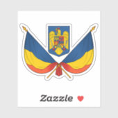 Sticker Drapeau et armoiries de Roumanie (Feuille)