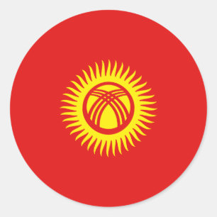 Sticker Drapeau Fisheye Kirghizistan
