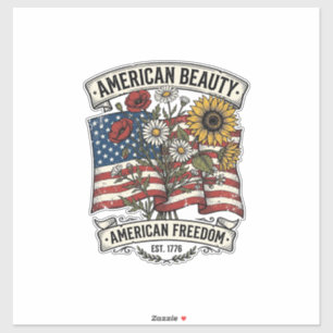 Sticker Drapeau Floral American Beauty Patriotique