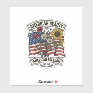 Sticker Drapeau Floral American Beauty Patriotique