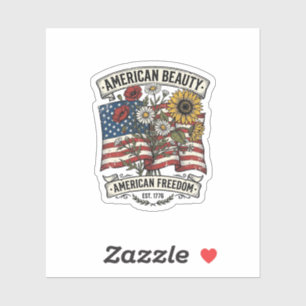 Sticker Drapeau Floral American Beauty Patriotique