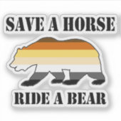 Sticker Drapeau Gay Bear Pride Enregistrer Un Cheval Ride (Devant)