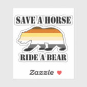 Sticker Drapeau Gay Bear Pride Enregistrer Un Cheval Ride (Feuille)