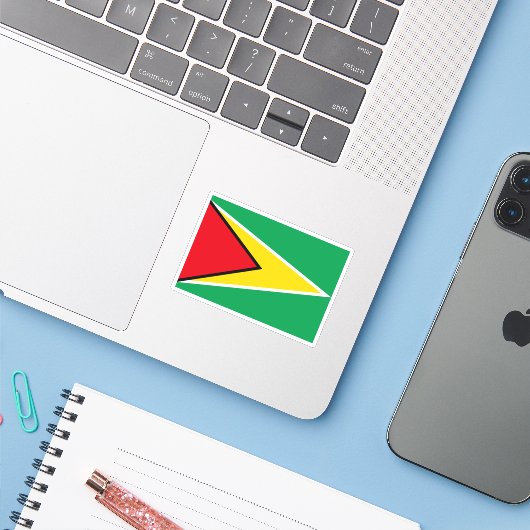 Sticker Drapeau Guyana (Ordinateur portable avec iPhone)