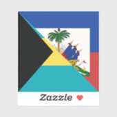 Sticker Drapeau Haïti Bahamas | Drapeau semi haïtien baham (Feuille)