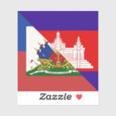 Sticker Drapeau haïtien cambodgien | Haïti Drapeau à moiti (Feuille)