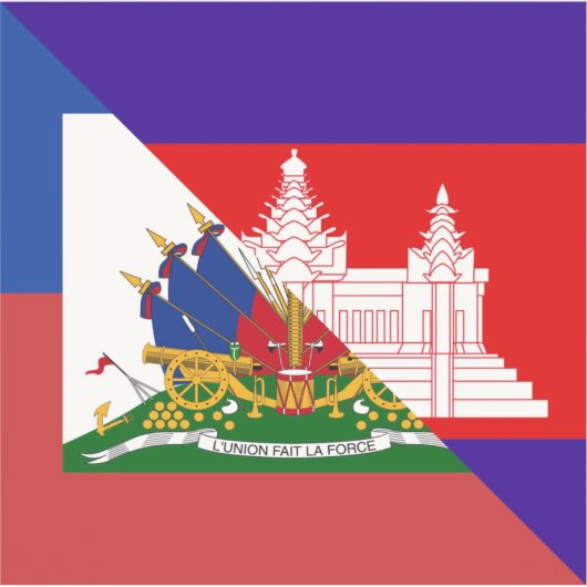 Sticker Drapeau haïtien cambodgien | Haïti Drapeau à moiti (Devant)