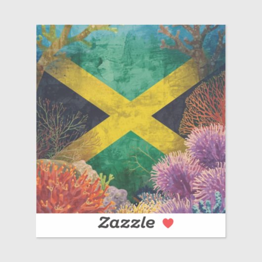 Sticker Drapeau jamaïcain sous l'eau (Feuille)