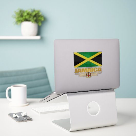 Sticker Drapeau Jamaïque (Ordinateur portable sur le bureau)