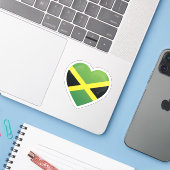 Sticker Drapeau Jamaïque d'amour (Ordinateur portable avec iPhone)