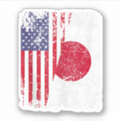 Sticker Drapeau japonais à moitié américain Japon (Devant)