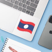 Sticker Drapeau Laos (Ordinateur portable avec iPhone)