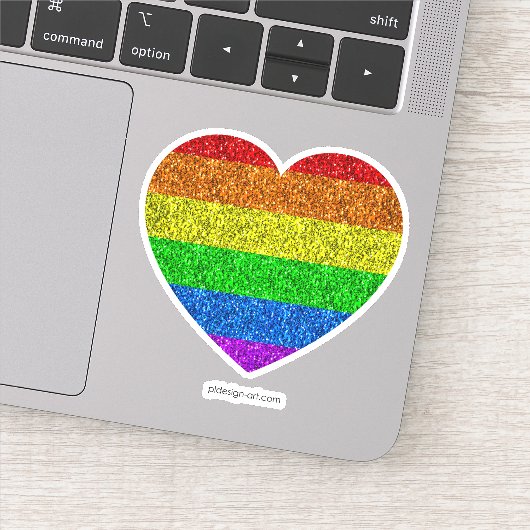 Sticker Drapeau LGBT vibrante parties scintillant arc-en-c (Détail)