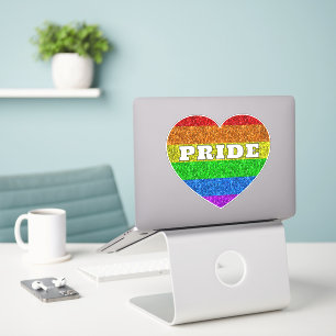 Sticker Drapeau LGBT vif arc-en-ciel coeur de parties scin