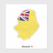 Sticker Drapeau Niue et carte (Feuille)