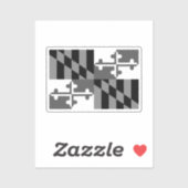 Sticker Drapeau noir et blanc du Maryland (Feuille)