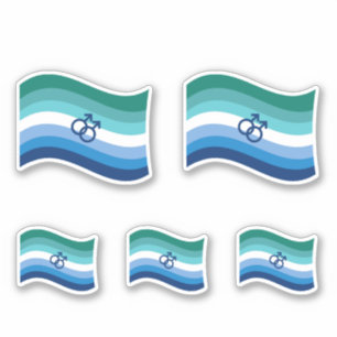 Sticker Drapeau ondoyant azur de fierté de l'amour gay mas