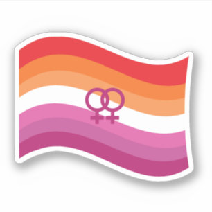 Sticker Drapeau ondoyant de fierté d'amour lesbien au couc