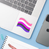 Sticker Drapeau ondoyant de fierté genderfluid (Ordinateur portable avec iPhone)